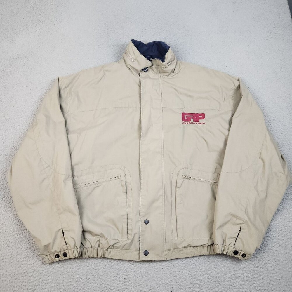 VTG Men's XL Golf Full Zip Bomber Windbreaker Jacket Water Resistant Hidden Hood